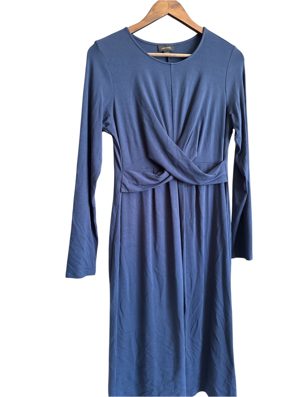 J. Jill Navy Blue Long-Sleeve Twist-Waist Dress
